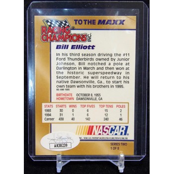 Bill Elliott Signed 1994 Racing Champions Two The Maxx Card #1 JSA Authenticated