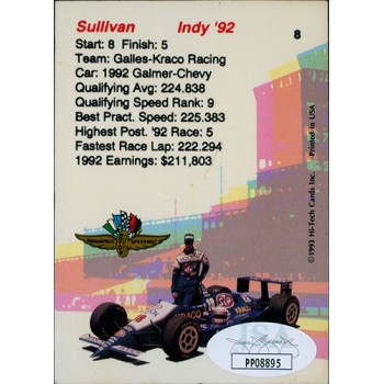 Danny Sullivan Indy Car Racer Signed 1993 Hi-Tech Card JSA Authenticated Danny Sullivan Indy Car Racer Signed 1993 Hi-Tech Card JSA Authenticated