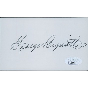 George Bignotti Indy Car Mechanic Owner Signed 3x5 Index Card JSA Authenticated