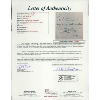 Peter DePaolo Indy 500 Racer Signed Wall Smacker Hardcover Book JSA Authentic