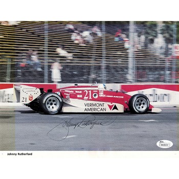 Johnny Rutherford Indy Racer Signed Magazine Page Photo JSA Authenticated Johnny Rutherford Indy Racer Signed Magazine Page Photo JSA Authenticated