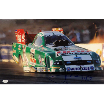 John Force NHRA Driver Signed 12x18 Glossy Photo JSA Authenticated