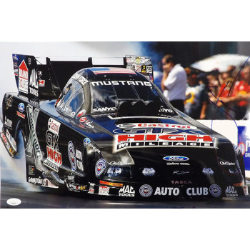 John Force NHRA Driver Signed 12x18 Glossy Photo JSA Authenticated