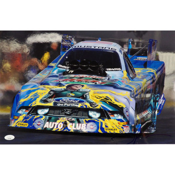 John Force NHRA Driver Signed 12x18 Glossy Photo JSA Authenticated
