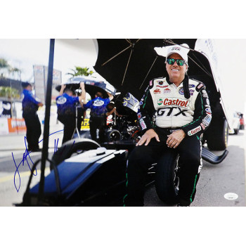 John Force NHRA Driver Signed 12x18 Glossy Photo JSA Authenticated