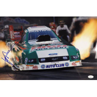 John Force NHRA Driver Signed 12x18 Glossy Photo JSA Authenticated