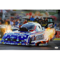 John Force NHRA Driver Signed 12x18 Glossy Photo JSA Authenticated