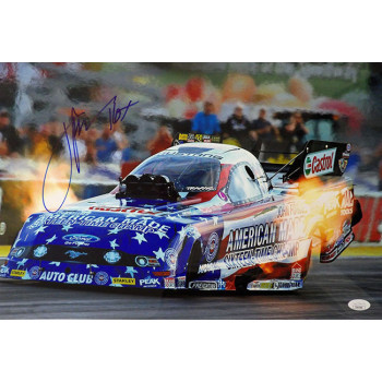 John Force NHRA Driver Signed 12x18 Glossy Photo JSA Authenticated