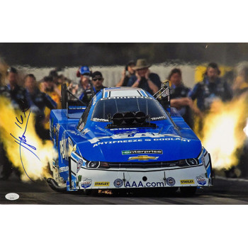 John Force NHRA Driver Signed 12x18 Glossy Photo JSA Authenticated