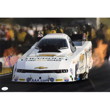 John Force NHRA Driver Signed 12x18 Glossy Photo JSA Authenticated