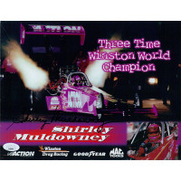 Shirley Muldowney NHRA Signed 8.5x11 Promo Cardstock Photo JSA Authenticated Shirley Muldowney NHRA Signed 8.5x11 Promo Cardstock Photo JSA Authenticated