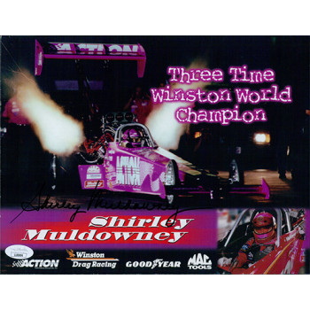 Shirley Muldowney NHRA Signed 8.5x11 Promo Cardstock Photo JSA Authenticated