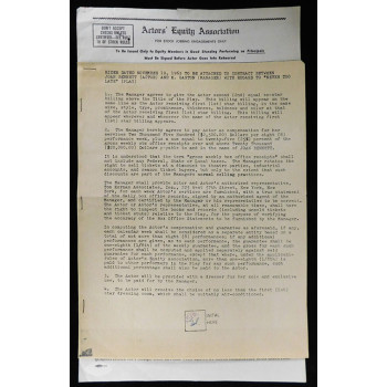 Joan Bennett Actress Signed Typed Never Too Late Contract JSA Authenticated