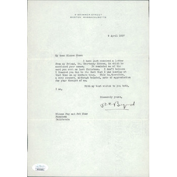 Richard Byrd Polar Explorer Signed Typed Letter Stationery JSA Authenticated