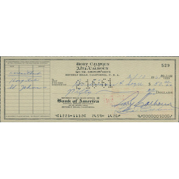 Rory Calhoun Actor Signed Cancelled Check JSA Authenticated