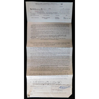 Maurice Chevalier Signed Typed William Morris Agency Contract JSA Authenticated