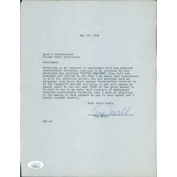 Tom Ewell Actor Signed 8.5x11 Typed Letter JSA Authenticated