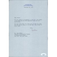 Dolores Mrs Bob Hope Signed 7x10.5 Typed Note To David Tebet JSA Authenticated