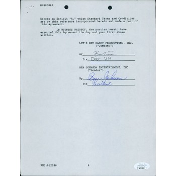 Ben Johnson Signed Typed Artist Loanout Agreement Contract JSA Authenticated Ben Johnson Signed Typed Artist Loanout Agreement Contract JSA Authenticated
