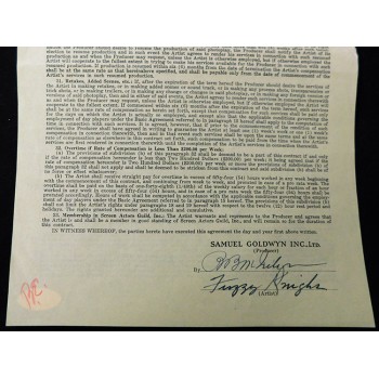 Fuzzy Knight Signed Typed Contract For Lady And The Cowboy JSA Authenticated