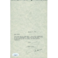 Shari Lewis Signed 5.5x8.5 Typed Personal Note To David Tebet JSA Authenticated Shari Lewis Signed 5.5x8.5 Typed Personal Note To David Tebet JSA Authenticated