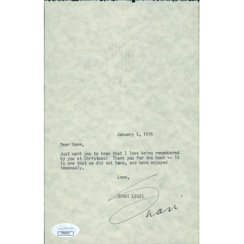 Shari Lewis Signed 5.5x8.5 Typed Personal Note To David Tebet JSA Authenticated
