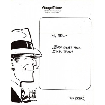 Dick Locher Signed Dick Tracy 8.5x11 Chicago Tribune Letterhead JSA Authenticated Dick Locher Signed Dick Tracy 8.5x11 Chicago Tribune Letterhead JSA Authenticated