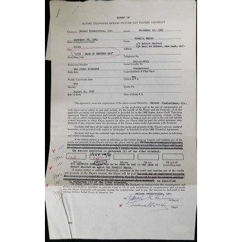 Fredric March Actor Signed Typed Contract Saga Of Western Man JSA Authenticated