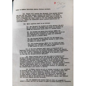 Fredric March Actor Signed Typed Contract Saga Of Western Man JSA Authenticated