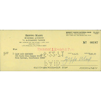Zeppo Marx Signed Original Vintage Yellow Bank Check JSA Authenticated Zeppo Marx Signed Original Vintage Yellow Bank Check JSA Authenticated