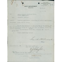 Franklin D. Roosevelt Signed Typed 1919 Navy Department Letter JSA Authenticated