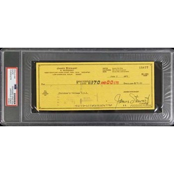 James Stewart Actor Signed Cancelled Check PSA Authenticated Slabbed