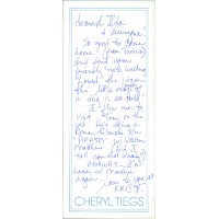 Cheryl Tiegs Model Signed Hand Written Letter Note JSA Authenticated