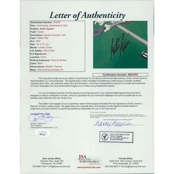 Andre Agassi Tennis Signed Warner Brothers Volley Folly Animation Cel LE /500