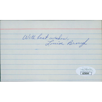 Louise Brough Tennis Star Signed 3x5 Index Card JSA Authenticated