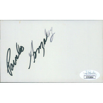 Pancho Gonzalez Tennis Star Signed 3x5 Index Card JSA Authenticated Pancho Gonzalez Tennis Star Signed 3x5 Index Card JSA Authenticated