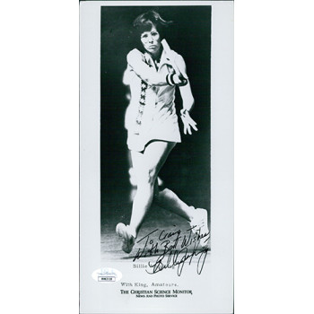 Billie Jean King Tennis Star Signed 5x10 Glossy Photo JSA Authenticated Billie Jean King Tennis Star Signed 5x10 Glossy Photo JSA Authenticated