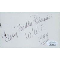 Freddie Blassie WWF Wrestler Signed 3x5 Index Card JSA Authenticated Freddie Blassie WWF Wrestler Signed 3x5 Index Card JSA Authenticated