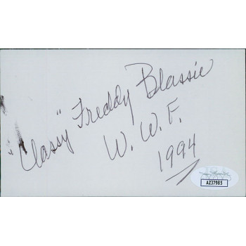 Freddie Blassie WWF Wrestler Signed 3x5 Index Card JSA Authenticated