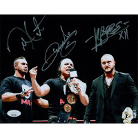 MAD Juventud Guerrera, Killer Kross & Teddy Hart Signed 8x10 Photo JSA Authentic MAD Juventud Guerrera, Killer Kross & Teddy Hart Signed 8x10 Photo JSA Authentic