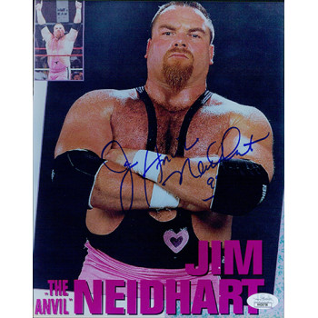 Jim Neidhart WWF WWE Signed 8x10 Glossy Photo JSA Authenticated