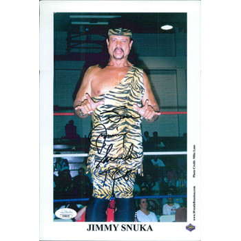 Jimmy Superfly Snuka WWF WWE Signed 7.5x11 Promo Photo JSA Authenticated
