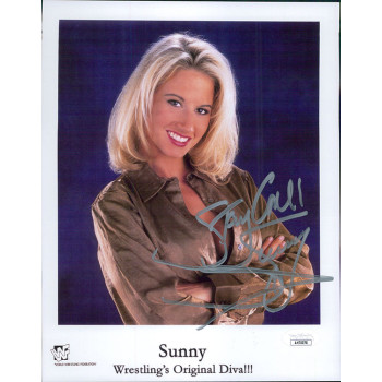Sunny WWF WWE ECW WCW Diva Wrestler Signed 8x10 Glossy Photo JSA Authenticated