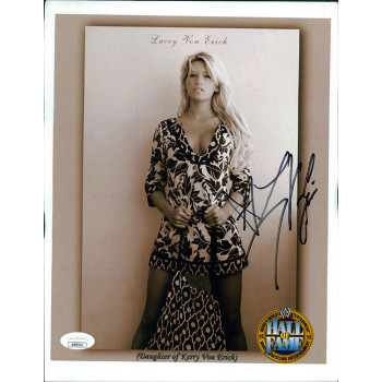 Lacey Von Erich WWE WWF Diva Wrestler Signed 8.5x11 Glossy Photo JSA Authentic
